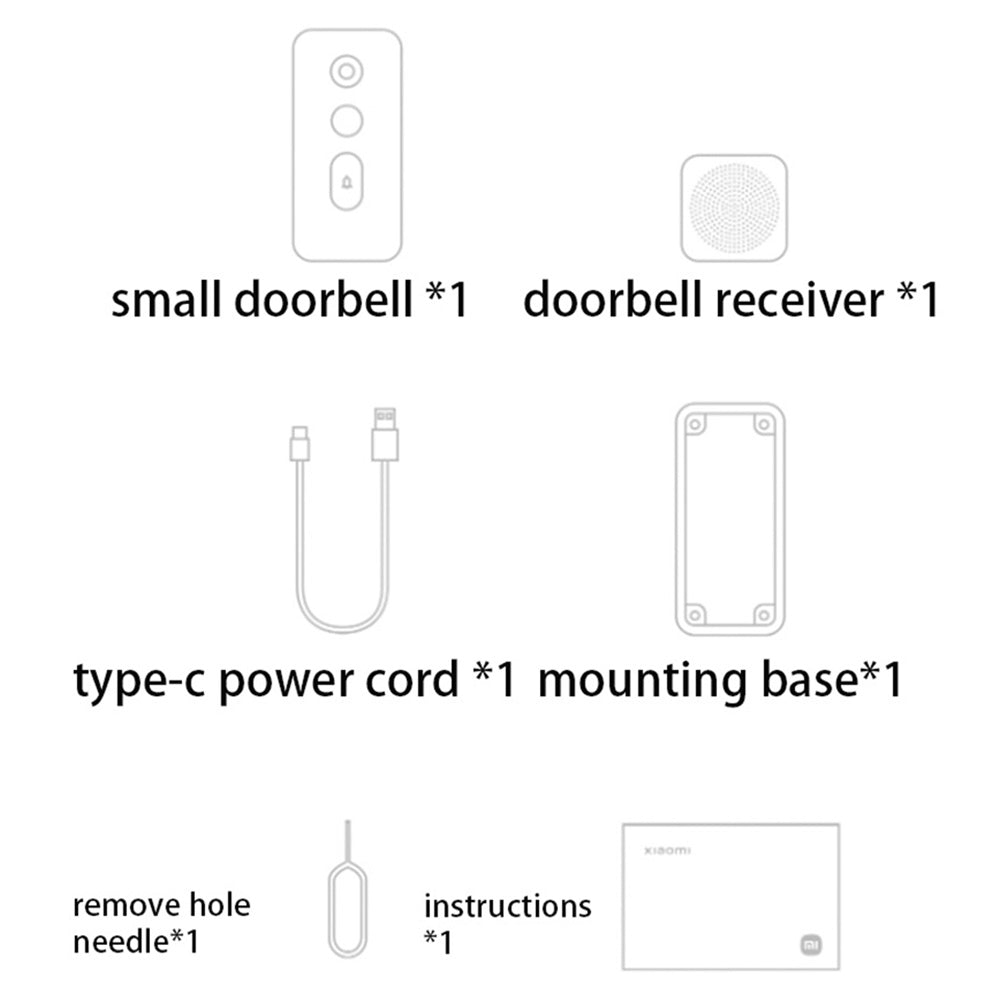 XIAOMI MJMLO5-FJ Smart Doorbell 3 Support 180-Degree Wide View 2K Super Clear Doorbell for Home Security (CN Plug )