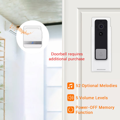 433MHz Wireless Smart Video Doorbell Chime Music Receiver Home Security Indoor Intercom Door Bell