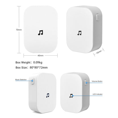 433MHz Plug-in Chime Wireless Video Doorbell Adjustable Volume Music Selection Ding-Dong Door Bell