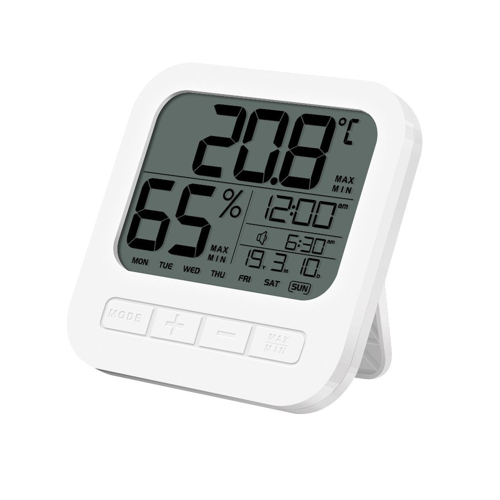 Home Use Indoor Thermo-hygrometer Electric Clock Wall-mounted Timer