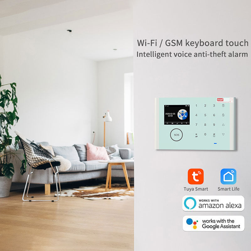 CS118 WiFi GSM Anti-theft Home Intruder Smart Alarm System 3 Door Magnetic Sensors 2 Remote Controls Touch Screen Host Tuya APP Voice Control Security System