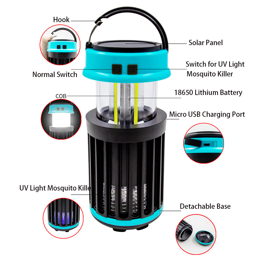 5861T Portable Solar USB Charge Mosquito Killer Lamp Electric LED Insect Fly Bug Trap Light