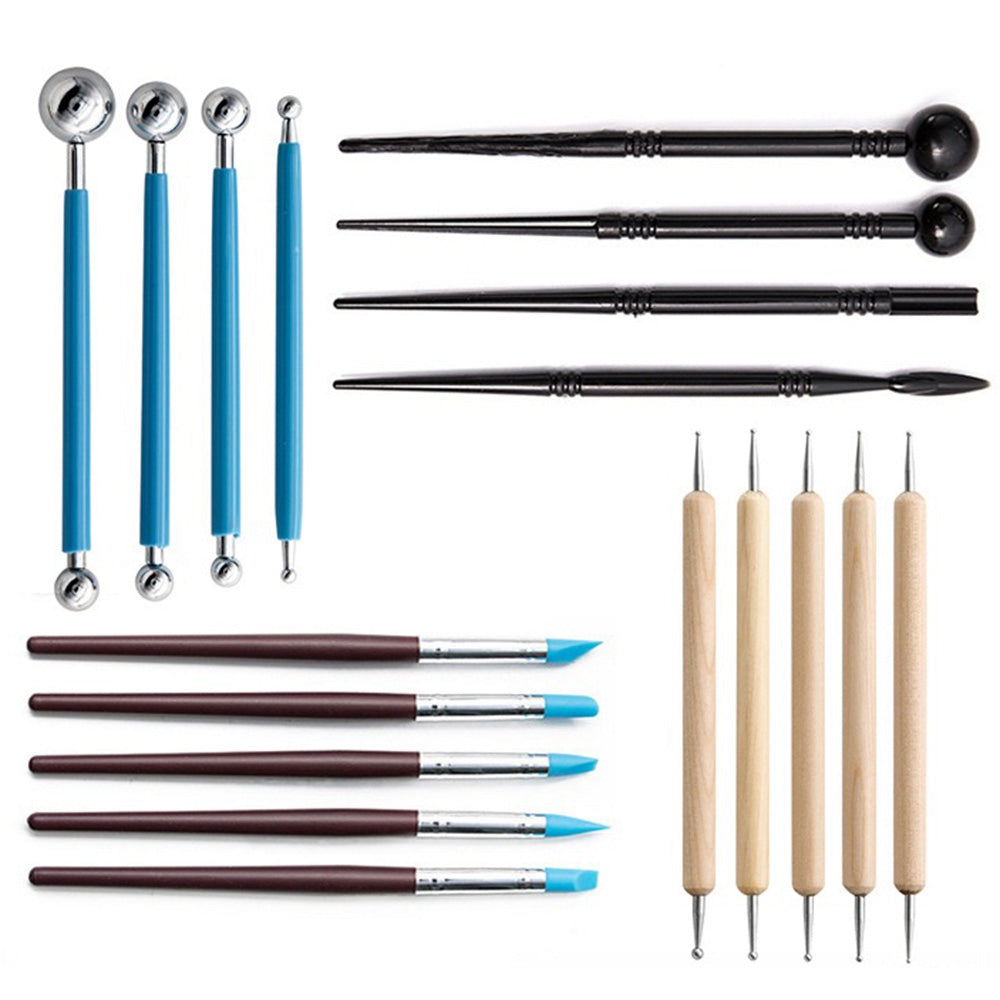 20122518 18PCS Pottery Tools Set Stone Plastic Clay Carving Knives Toys DIY Tools Dotting Pen