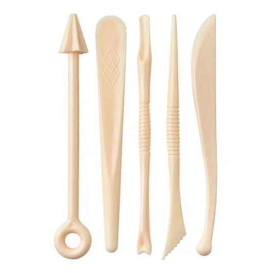 22061305 5PCS Plastic+Metal Pottery Tools Set Stone Plastic Clay Carving Knives Toys DIY Tools