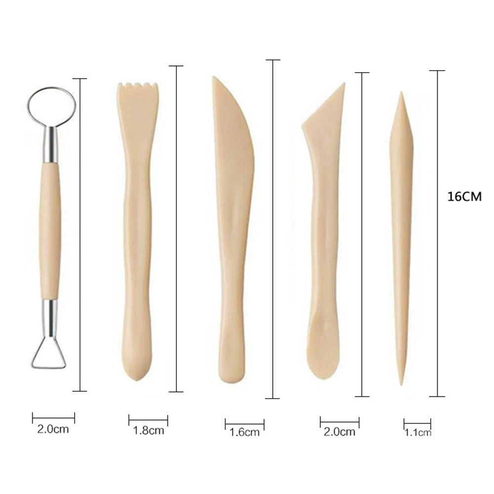 22061305 5PCS Plastic+Metal Pottery Tools Set Stone Plastic Clay Carving Knives Toys DIY Tools