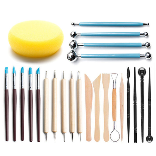 21031324 24PCS Pottery Tools Set Stone Plastic Clay Carving Knives Toys DIY Tools Dotting Pen