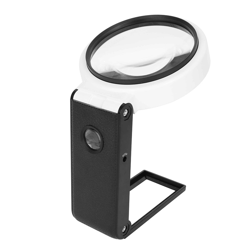 7018C 110mm LED Magnifier Money Cash Identification Foldable Design 3.5X 25X Magnifying Glass