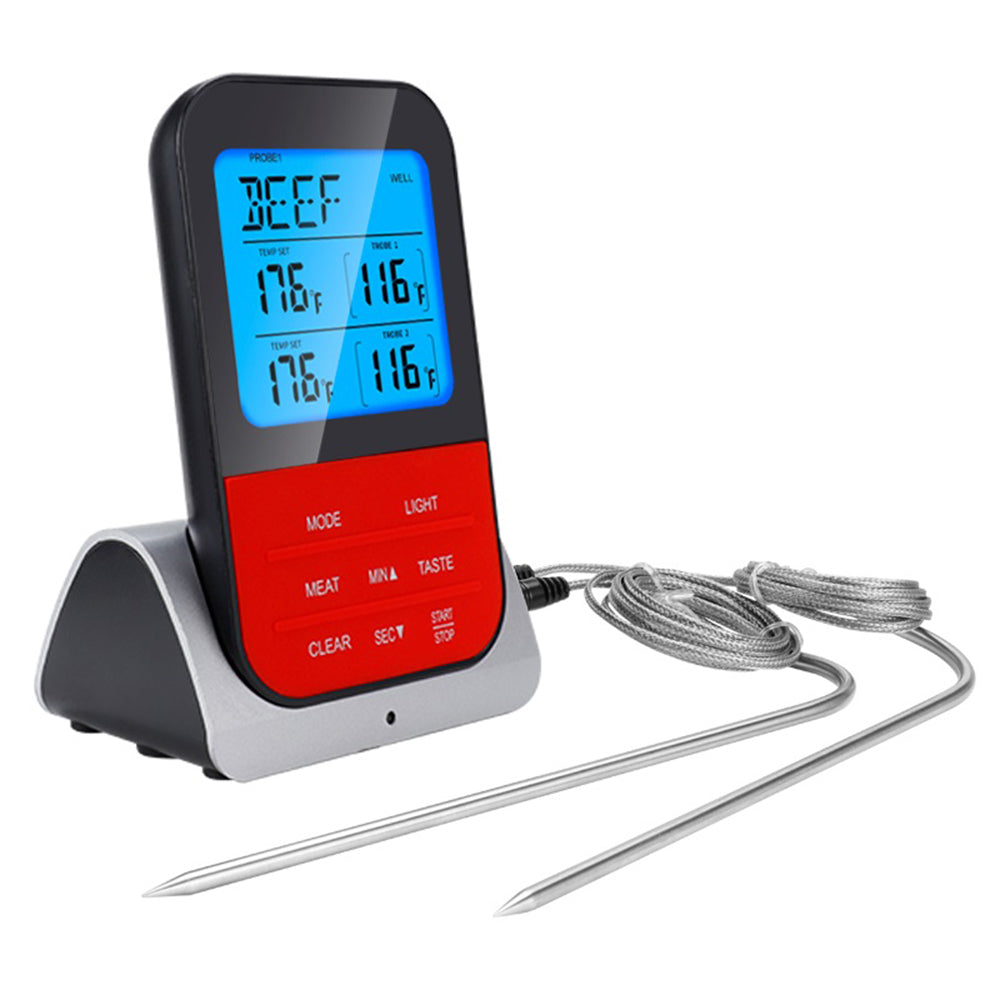 TS-K33-S Wireless LCD Screen Kitchen Outdoor BBQ Thermometer Electronic Baking Food Temperature Measurement Tool with Base (BPA Free, FDA Certificated)