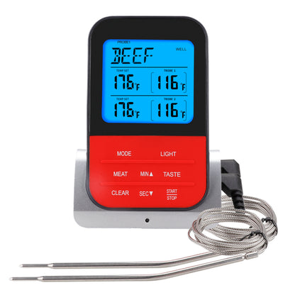 TS-K33-S Wireless LCD Screen Kitchen Outdoor BBQ Thermometer Electronic Baking Food Temperature Measurement Tool with Base (BPA Free, FDA Certificated)