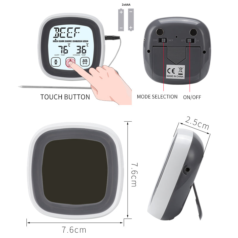 TS-BN53 Wireless Touch Screen Kitchen BBQ Thermometer Electronic Food Meat Temperature Measurement Tool (BPA Free, FDA Certificated)