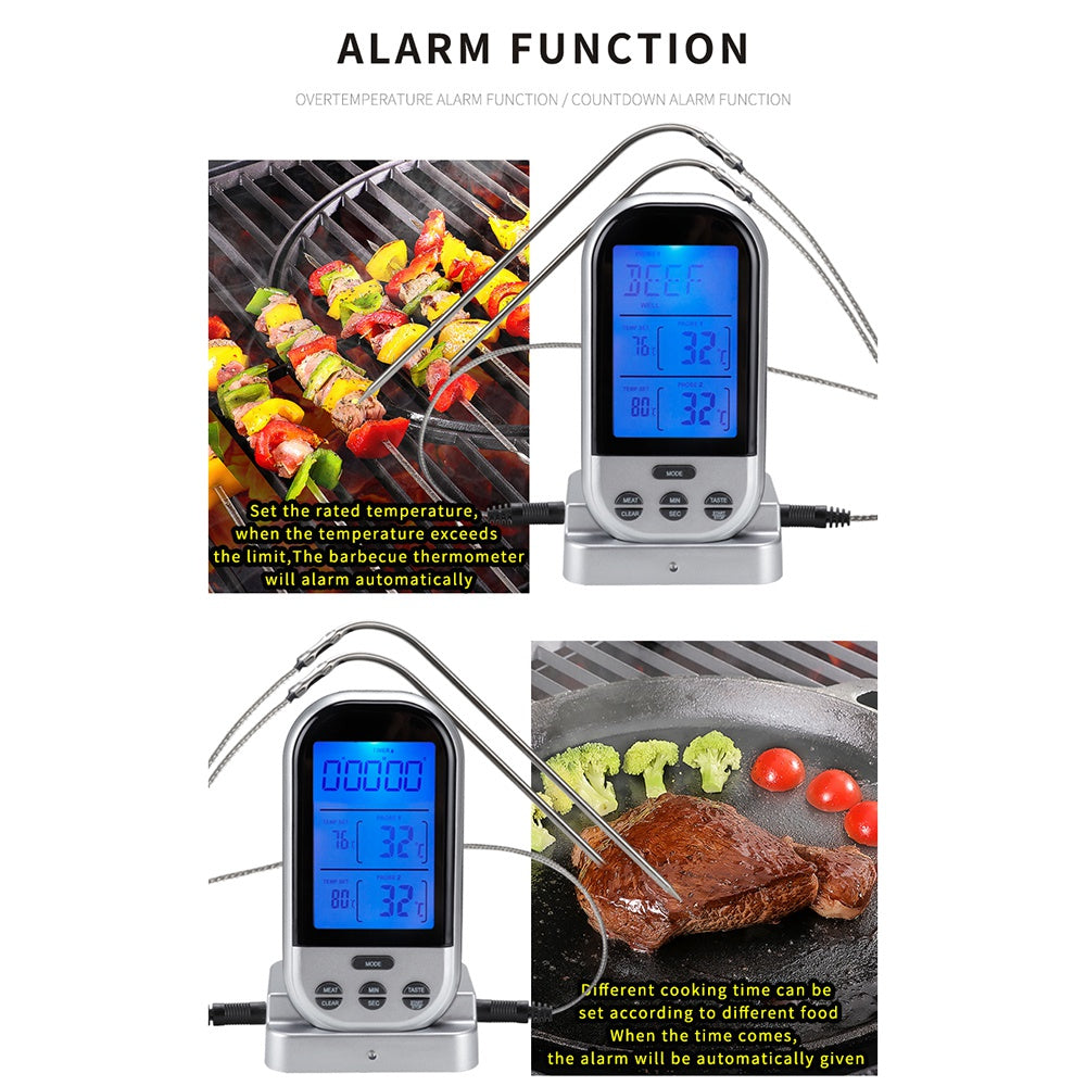 TS-K32 Bidirectional Probe Multifunctional Wireless BBQ Thermometer Food Oven Temperature Measurement Tool (BPA Free, FDA Certificated)