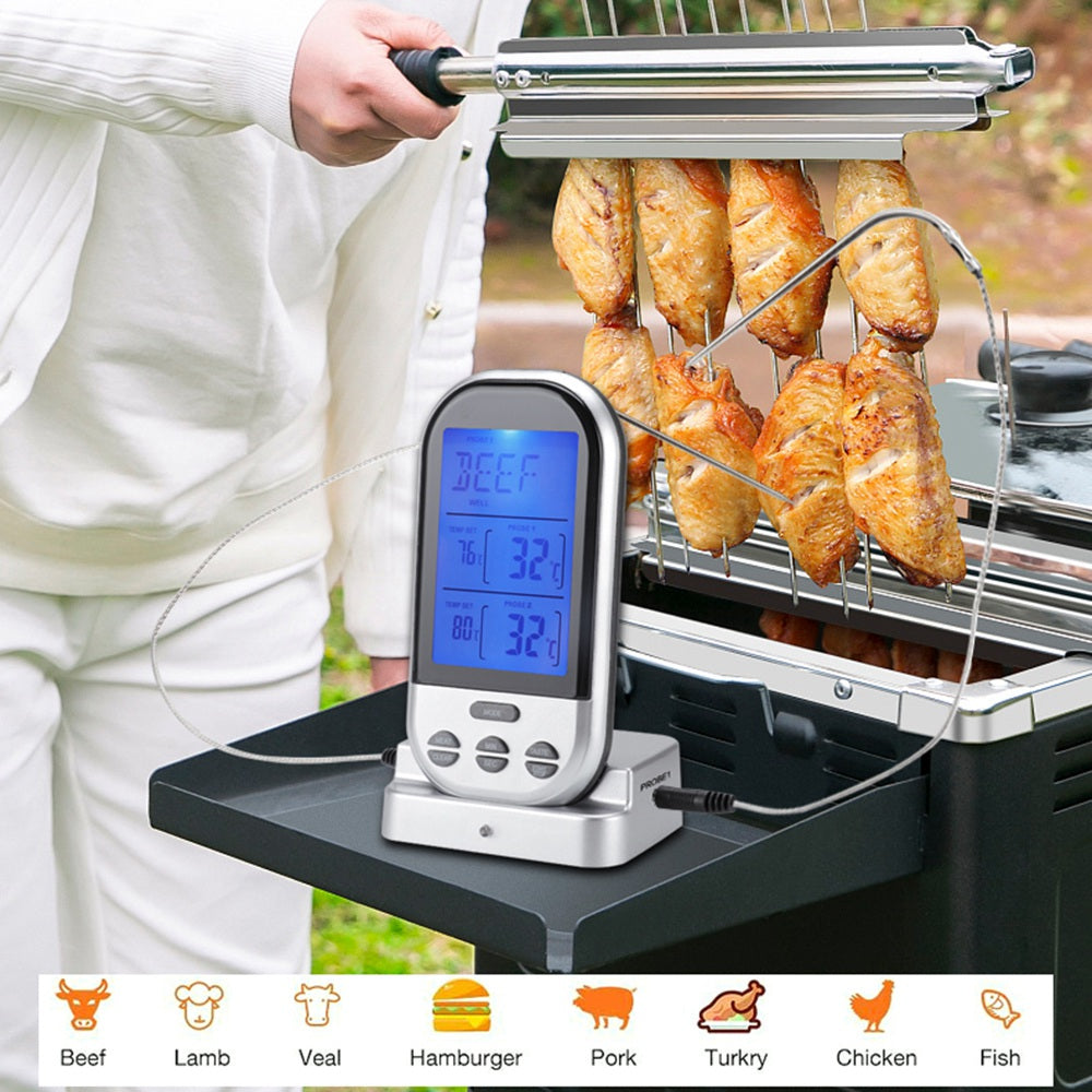 TS-K32 Bidirectional Probe Multifunctional Wireless BBQ Thermometer Food Oven Temperature Measurement Tool (BPA Free, FDA Certificated)