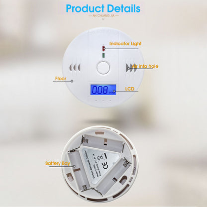 XY-602 Accurate Carbon Monoxide Detector Battery Powered CO Poisonous Toxic Gas Sensor Monitor with LCD Display Easy to Read (English Version)