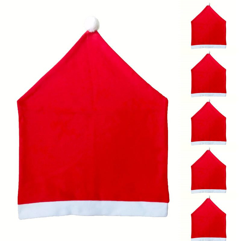 SDYT003 6Pcs / Set Christmas Chair Cover Santa Claus Hat Dining Chair Cover Cap Slipcover Home Kitchen Table Decor