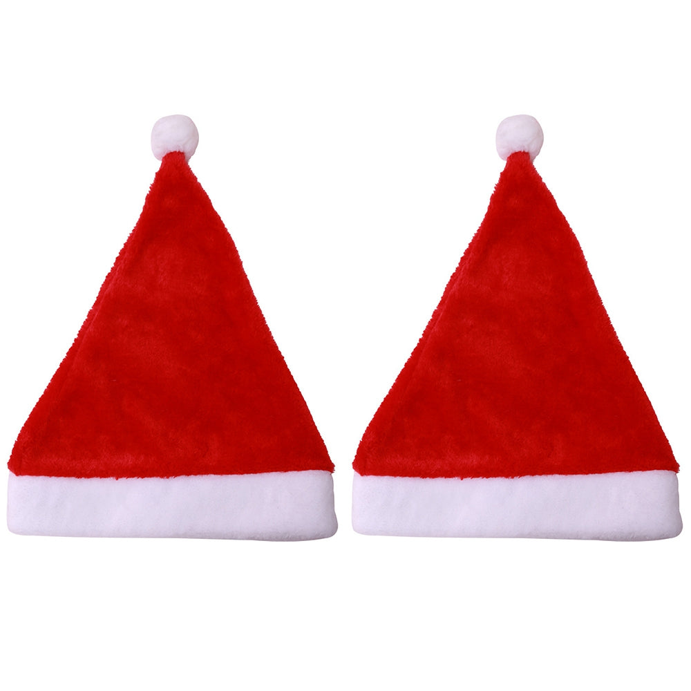 2Pcs / Set Soft Plush Christmas Hat for Adult, Santa Claus Cap Decoration Christmas Party New Year Supply