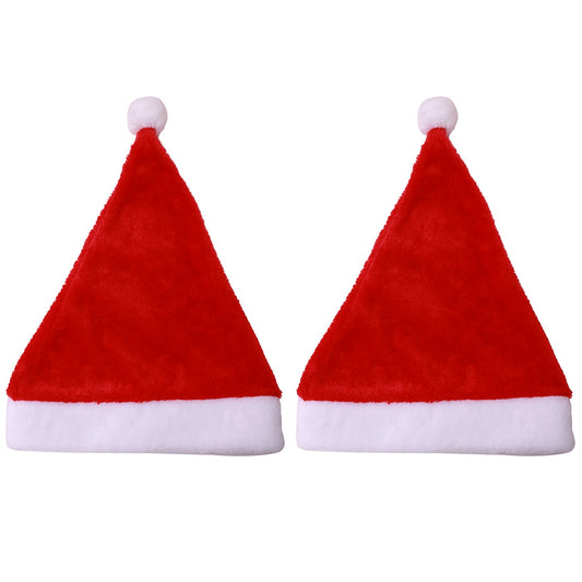 2Pcs / Set Soft Plush Christmas Hat for Adult, Santa Claus Cap Decoration Christmas Party New Year Supply