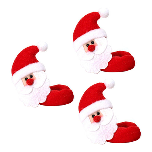 3Pcs / Set Christmas Wine Glass Cover Set Santa Claus Deer Snowman Wine Cup Tag Xmas New Year Decoration