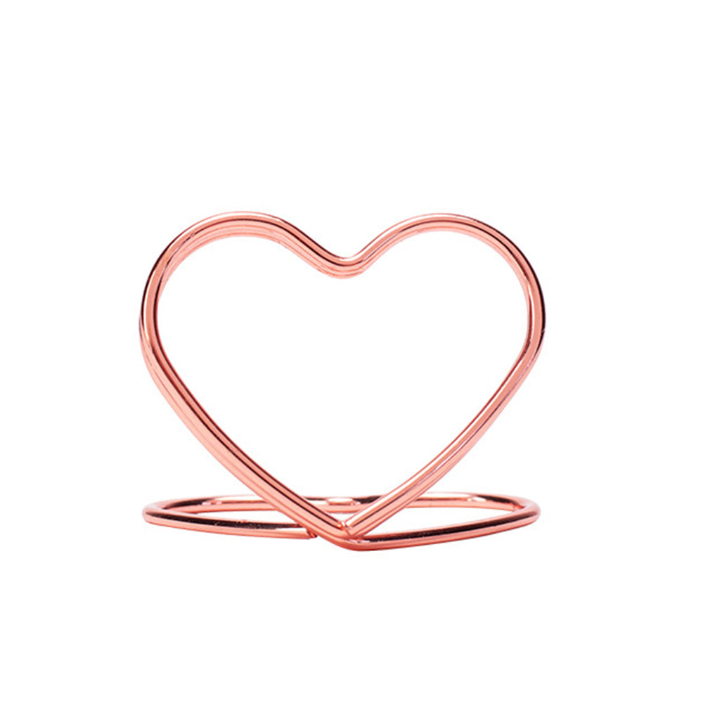 10Pcs Double Layer Love Heart Shape Memo Holder Desktop Decor Metal Ring Notes Card Clip Placecard Photo Stand, Large Size