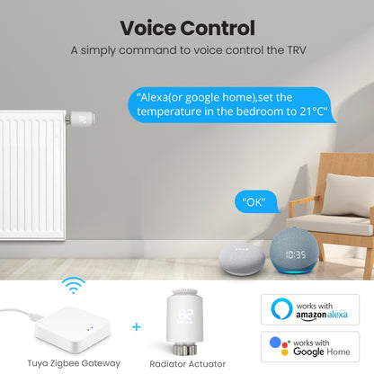 TRV06 Tuya Zigbee Smart Heater Valve Intelligent Thermostat Valve with Child Lock Function Support APP / Voice Control