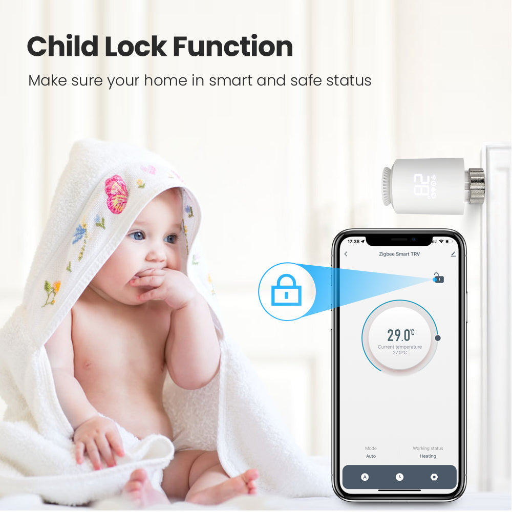 TRV06 Tuya Zigbee Smart Heater Valve Intelligent Thermostat Valve with Child Lock Function Support APP / Voice Control