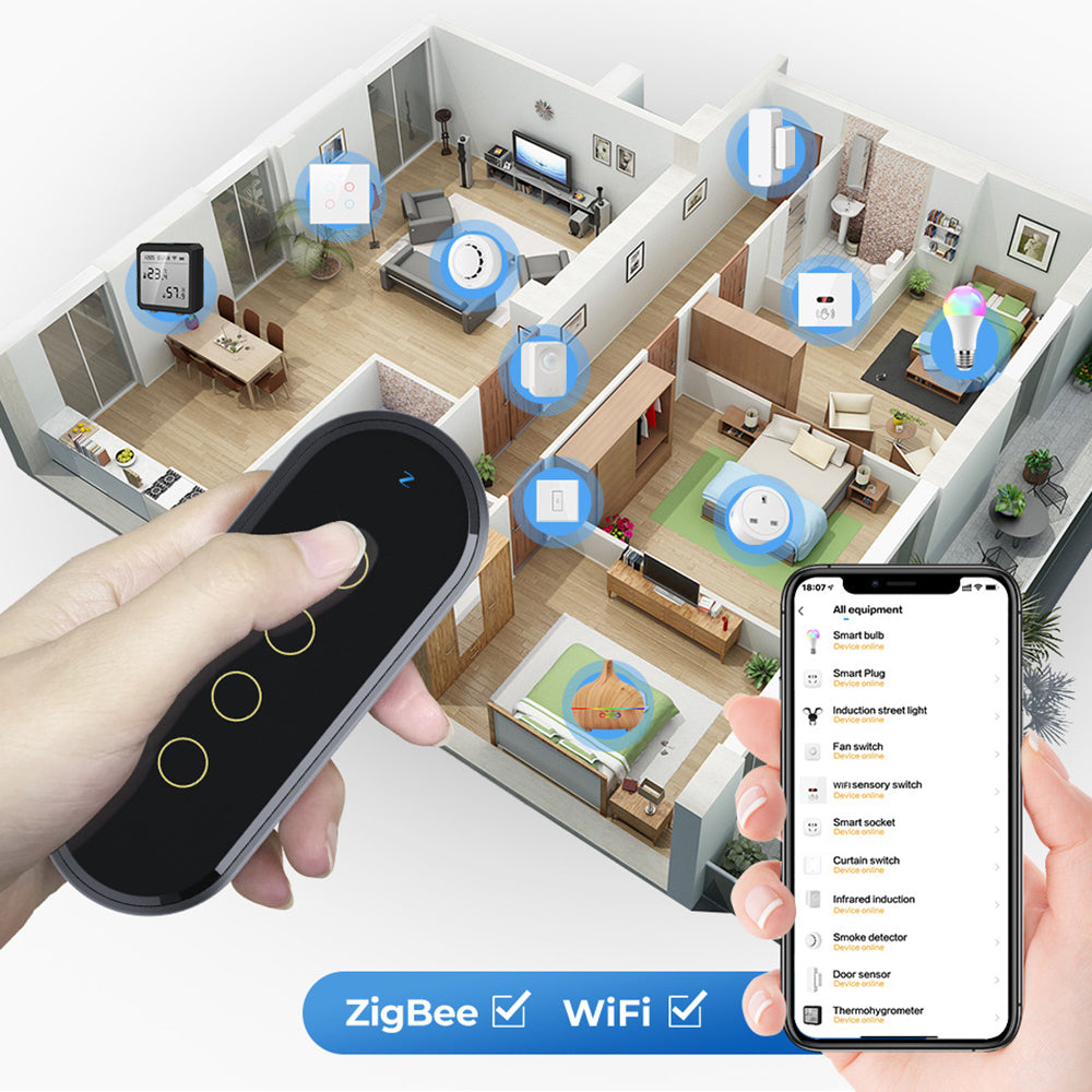 TM-YKQ004 4 Gang  Tuya ZigBee Wireless Touch Smart Switch Light Remote Control