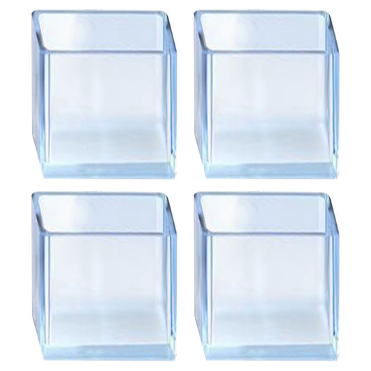 4Pcs  /  Set 25*38mm Rectangular Chair Leg Floor Protectors Clear Rubber Furniture Leg Covers Caps Table Feet Pads