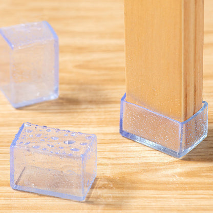 4Pcs  /  Set 20*40mm Rectangular Chair Leg Rubber Pads Chair / Table Leg Caps Transparent Anti-scratch Floor Protectors