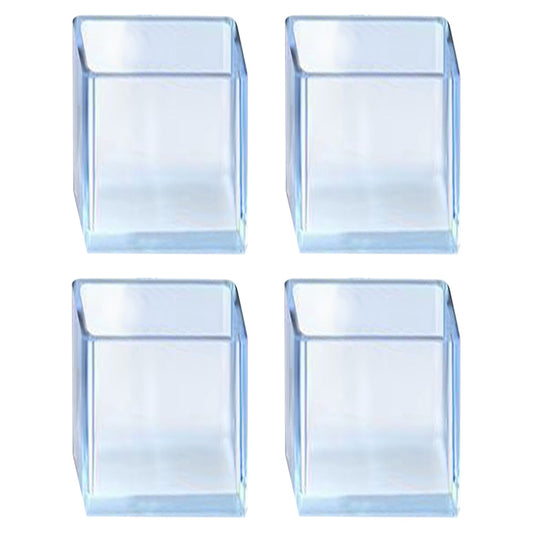 4Pcs  /  Set 25*50mm Rectangular Clear Rubber Chair Leg Floor Protectors Chair Leg Caps Protection Covers No Scratches Table Feet Protectors