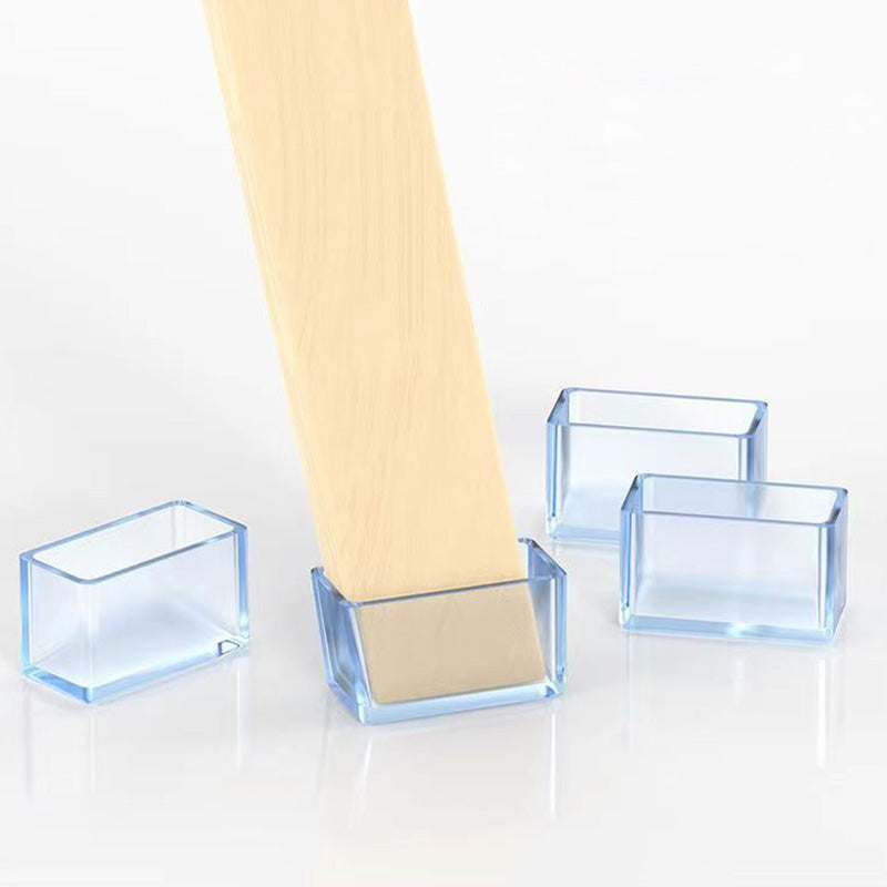 4Pcs  /  Set 25*50mm Rectangular Clear Rubber Chair Leg Floor Protectors Chair Leg Caps Protection Covers No Scratches Table Feet Protectors