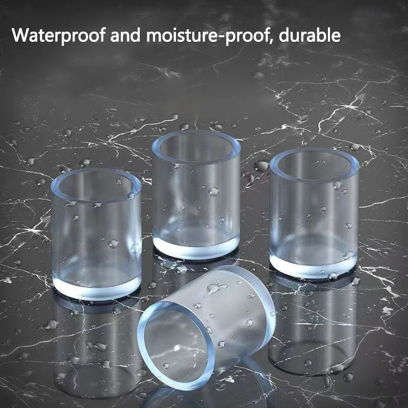 4Pcs  /  Set 38mm Round Soft Rubber Furniture Feet Bottom Socks Floor Protectors Pads Pipe Cover Transparent Chair Leg Caps