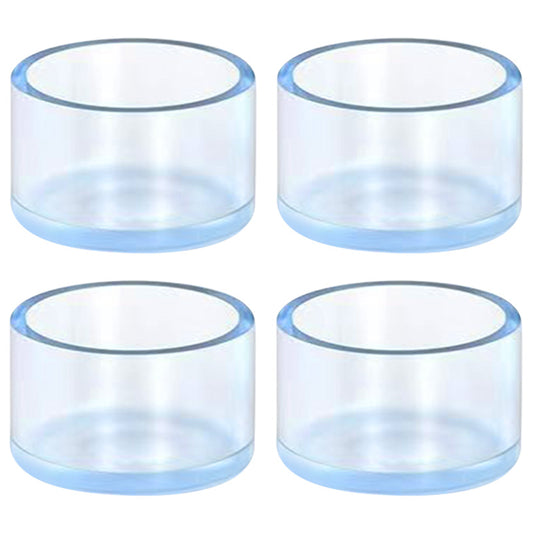 4Pcs  /  Set 50mm Round Transparent Rubber Pads for Furniture, Floor Protectors Feet Bottom Socks Pipe Cover Chair Leg Caps