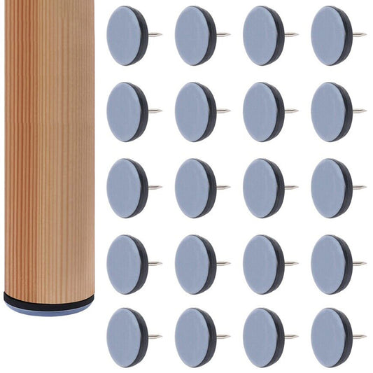 20Pcs / Set 22mm Diameter Round Furniture Sliders Nails Chair Sofa Leg Nail-on Sliders Floor Protector Pads