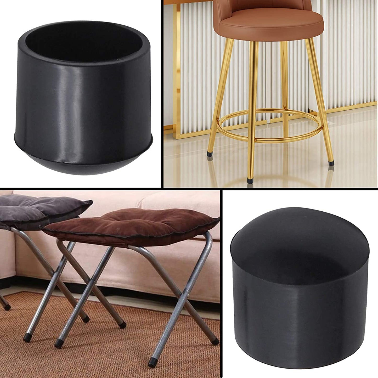 40Pcs 10mm Round Non-Slip Chair Leg End Cap, PVC Furniture Leg Covers Floor Protector Pads Reduce Noise Table Feet Cap