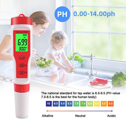 4-in-1 Multifunctional PH / EC / TDS / Temp Meter Portable Water Quality Digital Backlit Tester Pen (without Battery)