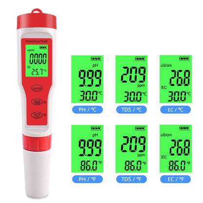 4-in-1 Multifunctional PH / EC / TDS / Temp Meter Portable Water Quality Digital Backlit Tester Pen (without Battery)