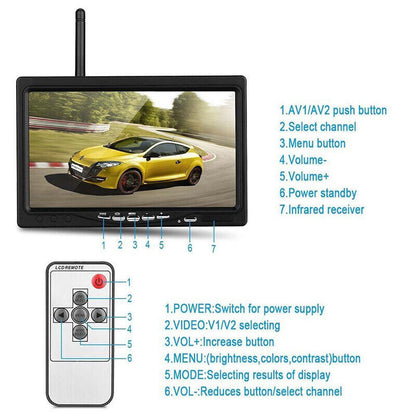 7-Inch Car Monitor Set Wireless Back-Up Camera Bus Wireless Rear View System (Digital Version)