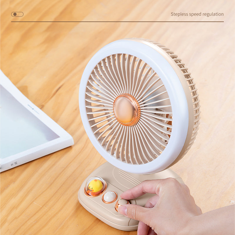 F10 USB Folding Desktop Fan Portable Cooling Fan with Night Light Support Wall-Mounted Installation