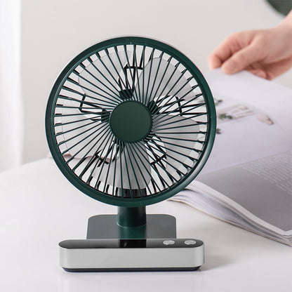 F702 Desktop Electric Fan USB Rechargeable Display Screen Summer Cooler with 4 Adjustable Speeds