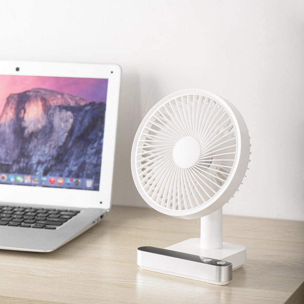 F702 Desktop Electric Fan USB Rechargeable Display Screen Summer Cooler with 4 Adjustable Speeds