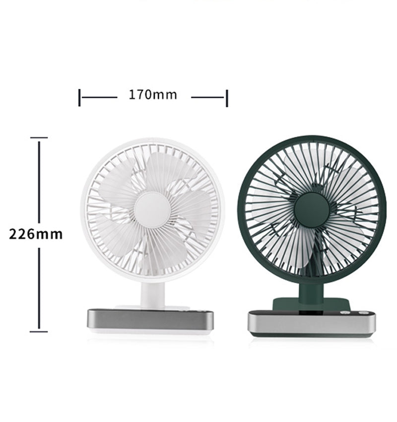 F702 Desktop Electric Fan USB Rechargeable Display Screen Summer Cooler with 4 Adjustable Speeds