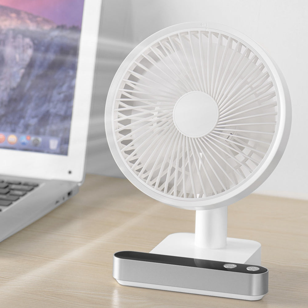 F702 Desktop Electric Fan USB Rechargeable Display Screen Summer Cooler with 4 Adjustable Speeds