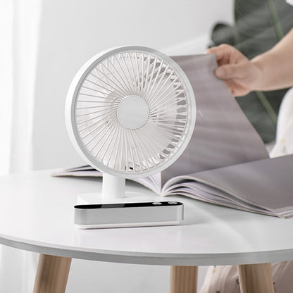 F702 Desktop Electric Fan USB Rechargeable Display Screen Summer Cooler with 4 Adjustable Speeds