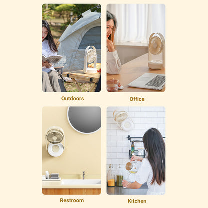 F62 Home Travel Wall Hanging Fan Summer Cooler Desktop Fan USB Charging with Night Light Function