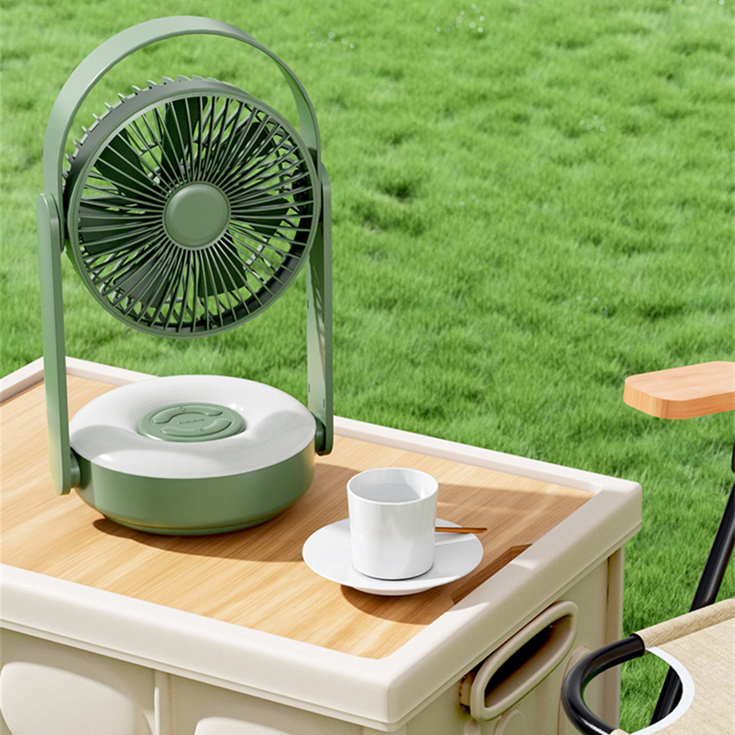 F62 Home Travel Wall Hanging Fan Summer Cooler Desktop Fan USB Charging with Night Light Function