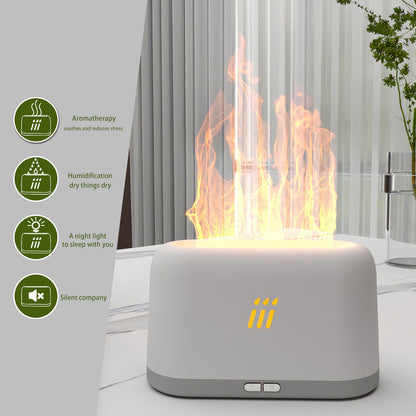 FLAME-001 Simulation Flame Aroma Air Humidifier Desktop Mist Humidifier Aromatherapy Diffuser Yellow Flame