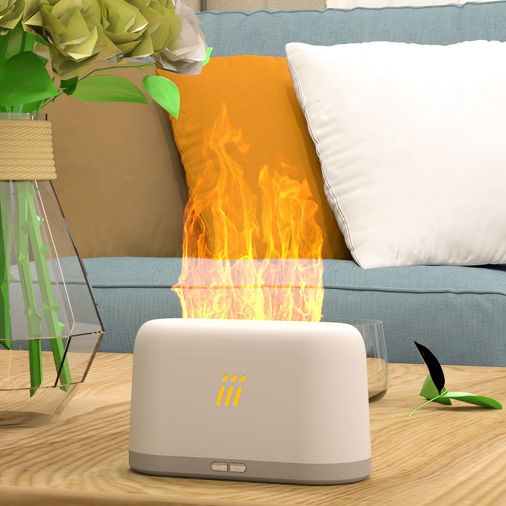 FLAME-001 Simulation Flame Aroma Air Humidifier Desktop Mist Humidifier Aromatherapy Diffuser Yellow Flame