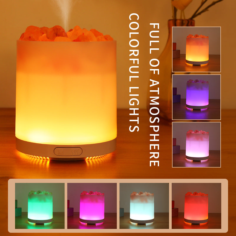 A5 Salt Stone Air Humidifier Negative Ion Aroma Diffuser Desktop Mist Maker Silent Fog Sprayer with Light Effect