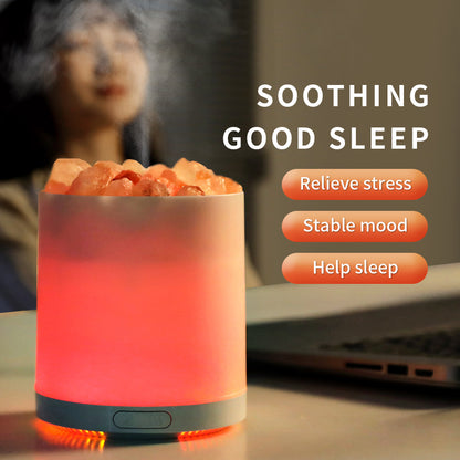 A5 Salt Stone Air Humidifier Negative Ion Aroma Diffuser Desktop Mist Maker Silent Fog Sprayer with Light Effect