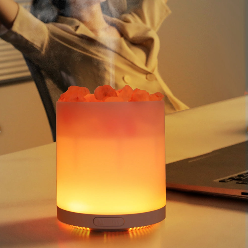 A5 Salt Stone Air Humidifier Negative Ion Aroma Diffuser Desktop Mist Maker Silent Fog Sprayer with Light Effect