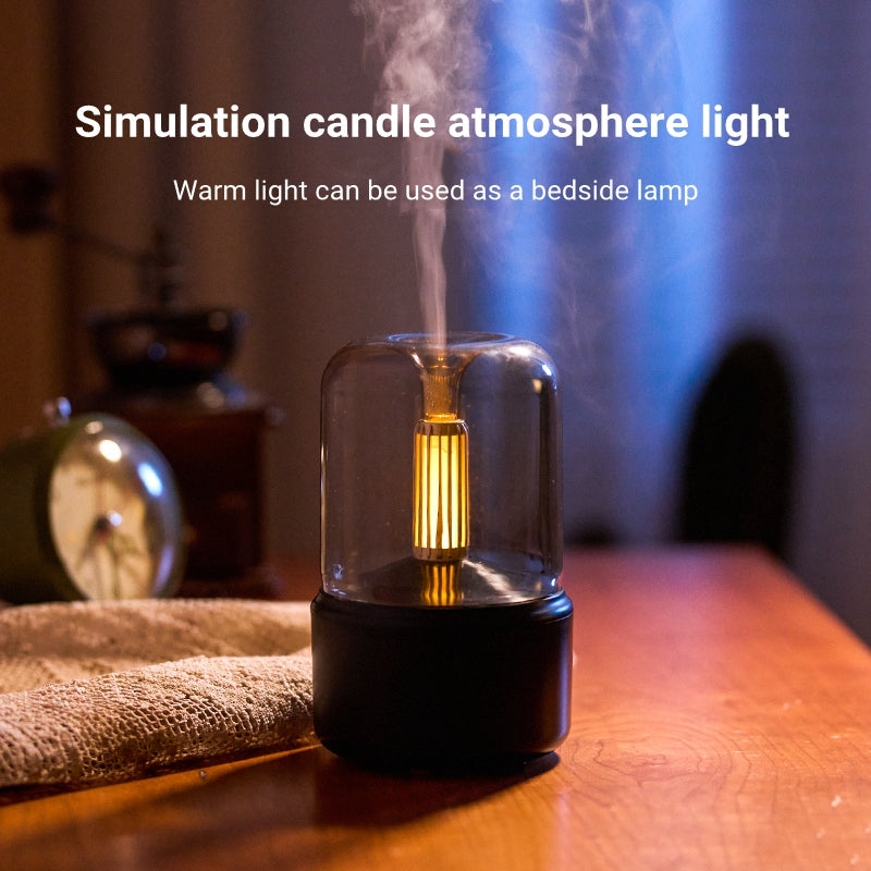 DQ702 Air Humidifier Simulation Candlelight Aromatherapy Essential Oil Diffuser for Home Office Yoga Room